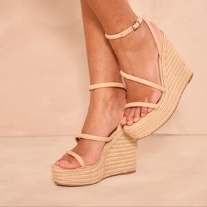 PrettyLittleThing Nude Strappy Wedge Sandals